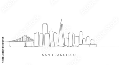 San Francisco Skyline Cityscape Outline Minimal.