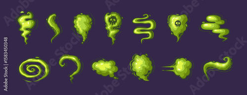Stench or smog vector set icon