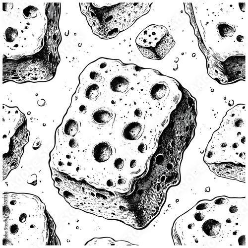 Engraved sponge surface texture, hand-drawn porous pattern, vintage cleaning sponge detail, antique etched texture, retro hygiene background, black sketch, print design illustration
