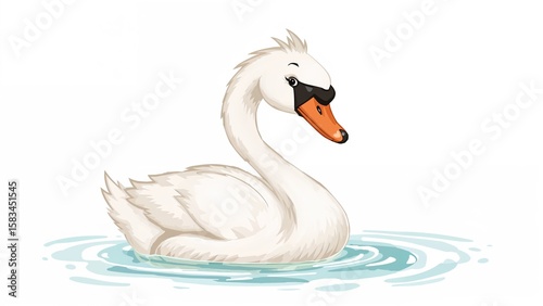 Endearing swan drawing in animated form