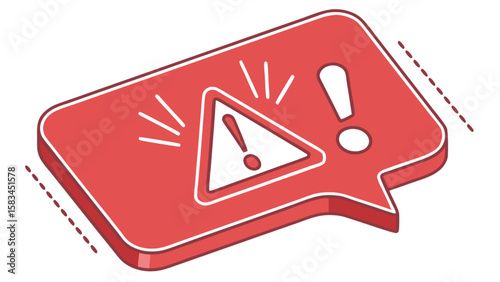 Red alert notification message with exclamation point and warning sign for urgent attention needed now