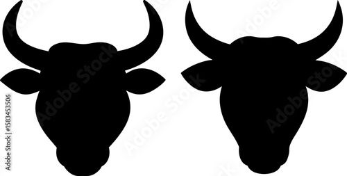 Bull head vector art, bull head art, different head vector art design, Vector of animal head art, black head isolated