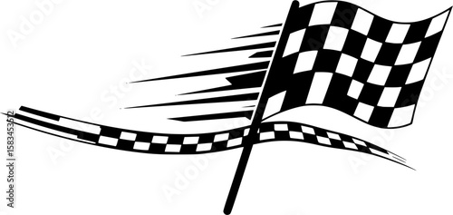 Racing cars and race car stripes set, angled checkered patterns, checkered flag, finish line, motocross labels, dynamic lines, motorsport, racing stripe speed 