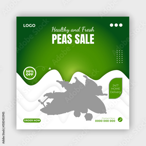 Fresh peas vegetable  post promotion template