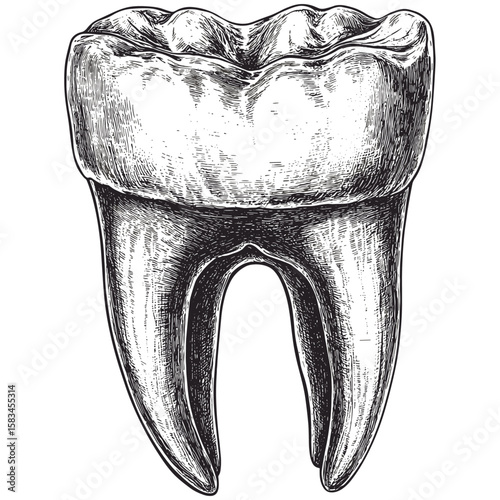 Hand-drawn dental sketch, engraved tooth enamel texture, vintage anatomy illustration, retro medical texture, antique mouth detail, health engraving art, vector illustration.