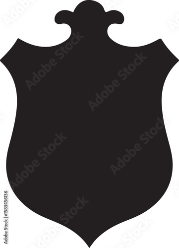 Simple Black Shield Graphic Vector Illustration for Design, Emblem, or Insignia Projects (Blank Template)