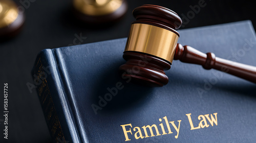 Family Law Legal Matters: Gavel on book signifying legal expertise in family disputes. Advocate for justice and resolution.