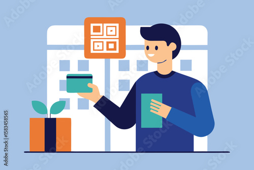 business cartoon man with credit card