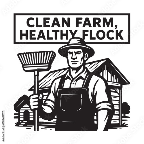 Poultry House Farmer – Clean Farm Healthy Flock Vector