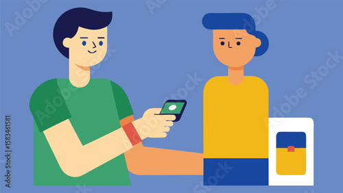 cartoon man with mobile phone