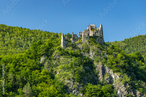 Bild auf Leinwand Lietava Castle ruins standing on a hill in Slovakia, Zilina Region