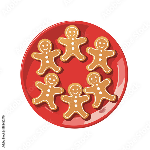 A Plate of Gingerbread Cookies Isolated on a Transparent Background 