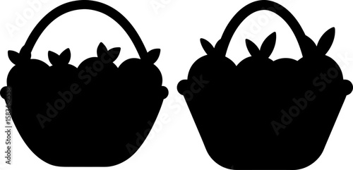 Fruit basket vector art, fruit basket art, baskets vector art design, Vector of modern wooden fruit basket art, black fruit basket isolated