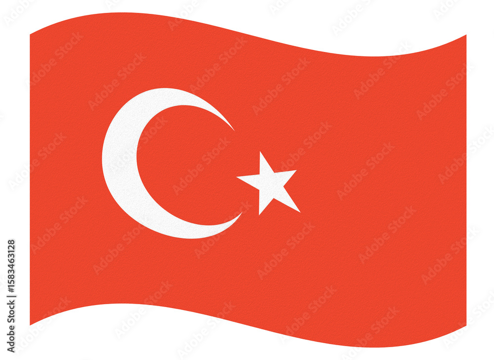 Obraz premium Waving Turkish Flag Illustration. Turkey National Banner.