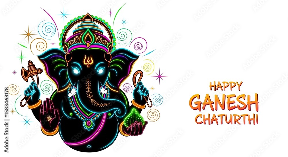 Obraz premium illustration of Lord Ganpati for Ganesh Chaturthi festival of India, Ganesh chaturthi for greeting,card, poster background.