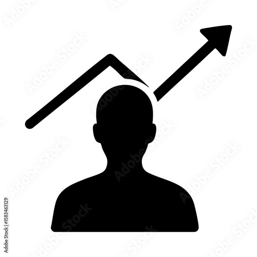 Silhouette with upward graph representing personal growth, mindset development and work productivity improvement