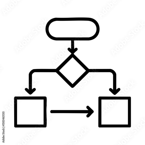Flowchart diagram icon showing process decision and automation workflow in business productivity