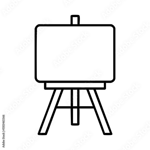 Blank artist easel with canvas icon for painting, creativity, and art class design