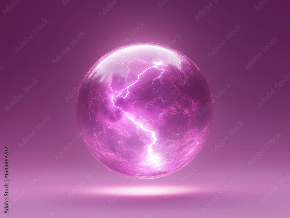 Obraz premium Radiant magenta crystal orb swirling with mystic energy
