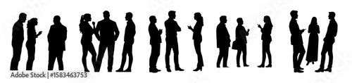 Silhouetted Crowd: A Depiction of Modern Communication and Social Interactions
