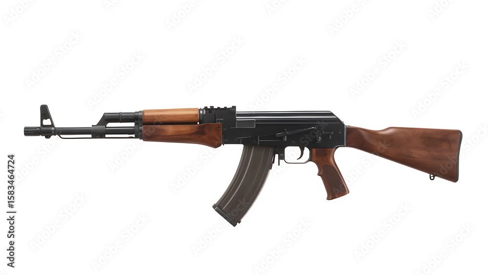 Isolated AK-47 Assault Rifle with Magazine – Transparent PNG Side View Isolated AK-47 Assault Rifle with Magazine – Transparent PNG Side View