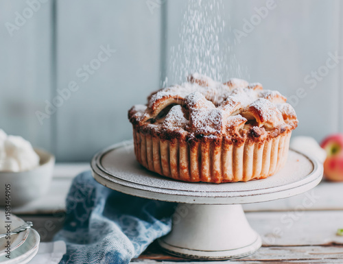 apple pie with powdered sugar