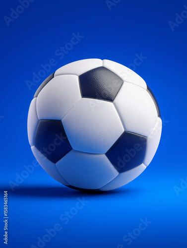 soccer ball isolated on royal blue background, digital illustration