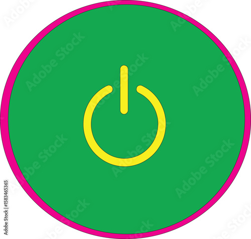  Flat style circle start icon and power button. Shut down symbol