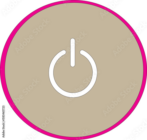  Flat style circle start icon and power button. Shut down symbol