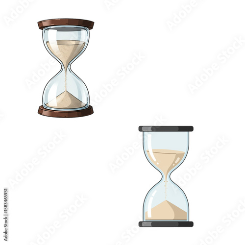 Graceful hourglass graphic with flowing sand marking time, perfect for designs needing a timeless or countdown element