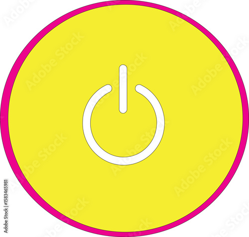  Flat style circle start icon and power button. Shut down symbol