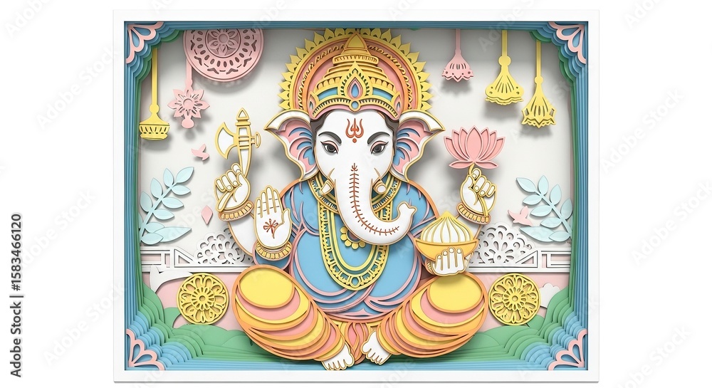 Obraz premium illustration of Lord Ganpati for Ganesh Chaturthi festival of India, Ganesh chaturthi for greeting,card, poster background.