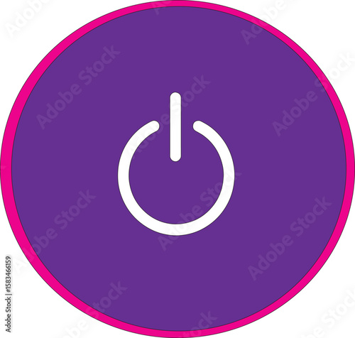  Flat style circle start icon and power button. Shut down symbol