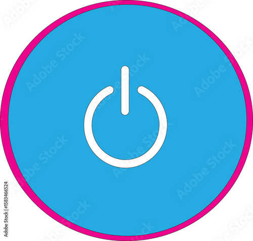  Flat style circle start icon and power button. Shut down symbol