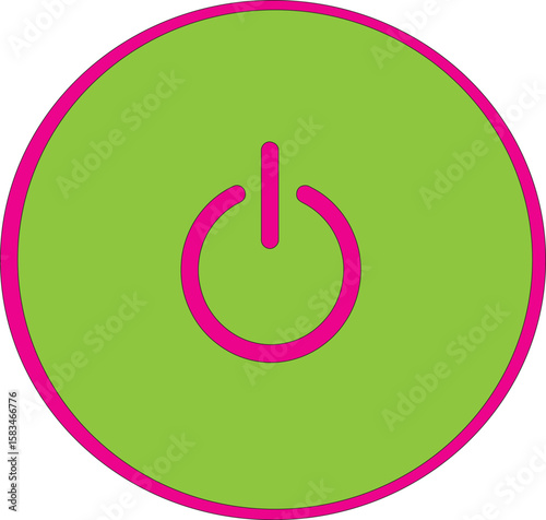  Flat style circle start icon and power button. Shut down symbol