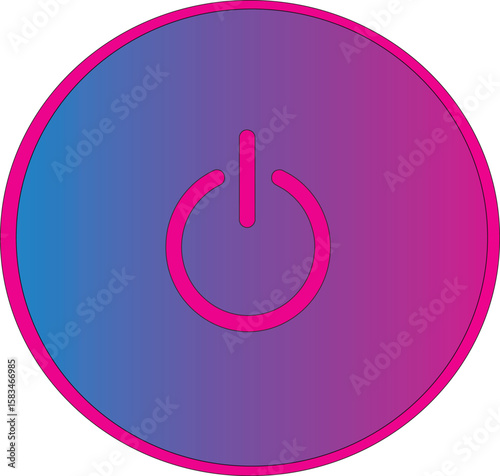  Flat style circle start icon and power button. Shut down symbol