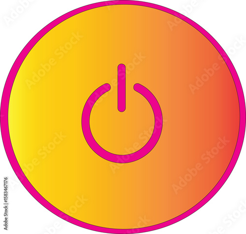  Flat style circle start icon and power button. Shut down symbol