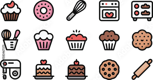Baking Icons Sweet Treats Kitchen Tools cupcake donut