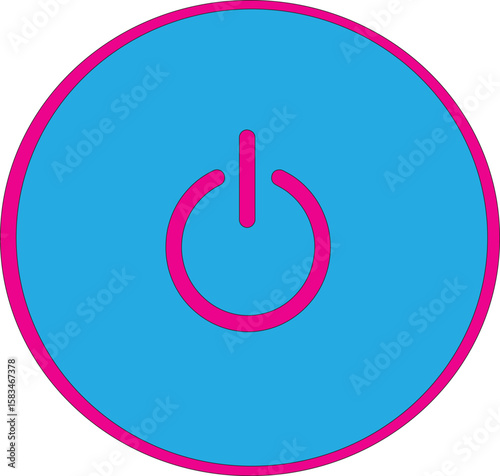  Flat style circle start icon and power button. Shut down symbol