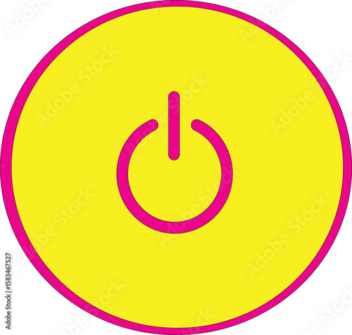  Flat style circle start icon and power button. Shut down symbol