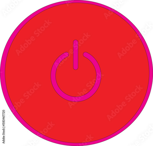 Flat style circle start icon and power button. Shut down symbol