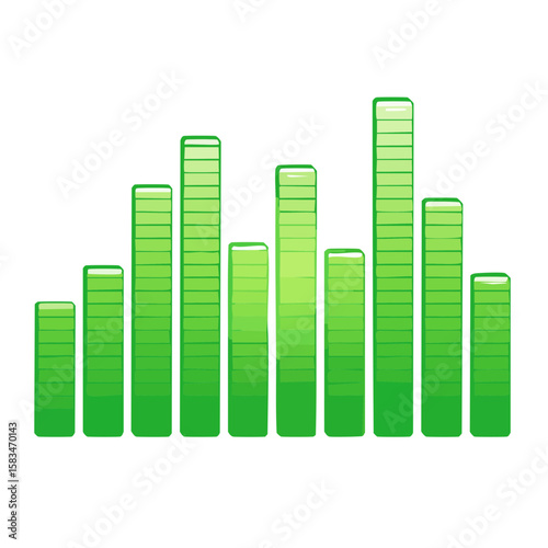 Green Audio Equalizer Display Illustration on Black Background Shows Sound Volume