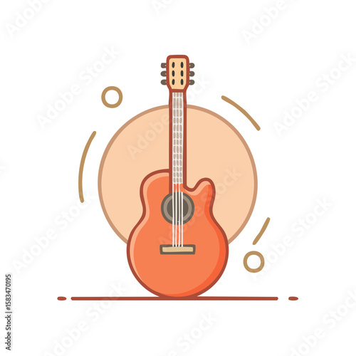 Acoustic Guitar Illustration Musical Instrument Graphic Design Orange Guitar Strings Sound Entertainment Performance Art Background