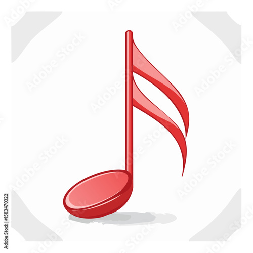 Red eighth musical note symbol on white background illustration vector graphic