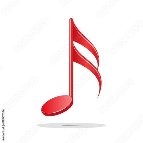Elegant Red Musical Note Symbol Signifying Melody Sound and Artistic Expression Creative Decorative Design for Arts
