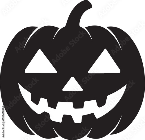 Jack-o'-Lantern Silhouette Spooky Halloween Pumpkin Design for Invitations, Decorations, and Festive Projects, A Black Silhouette of A Spooky Jack