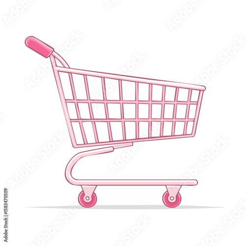 Isolated Pink Shopping Cart Illustration Groceries Retail Commerce Purchase Isolated Black Background