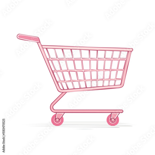 Stylized Pink Shopping Cart Illustration Retail Purchase Design Element