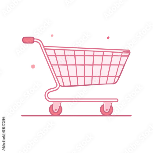 Shopping cart vector icon graphic in pink isolated on black background concept for supermarket or ecommerce themes