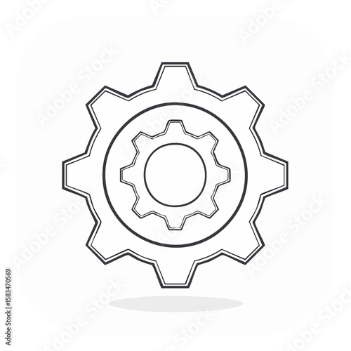 Illustration of two cogwheels interconnected, symbolizing gears, mechanics, and engine operation.